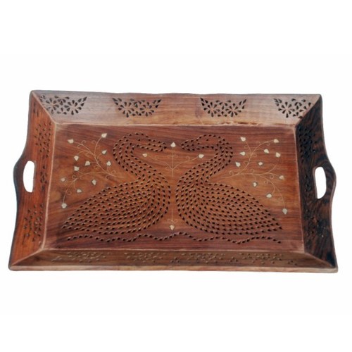 Desi Karigar serving tray with swan in jaali design