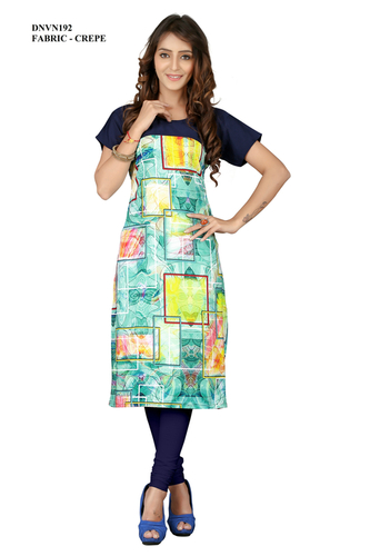 Washable Fancy Digital Printed Crepe Kurti