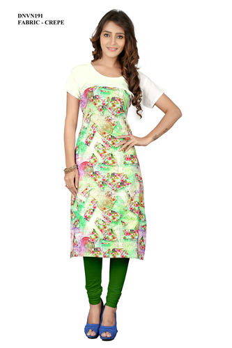 Washable Fancy Digital Printed Crepe Kurti