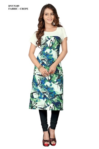 Washable Fancy Digital Printed Crepe Kurti