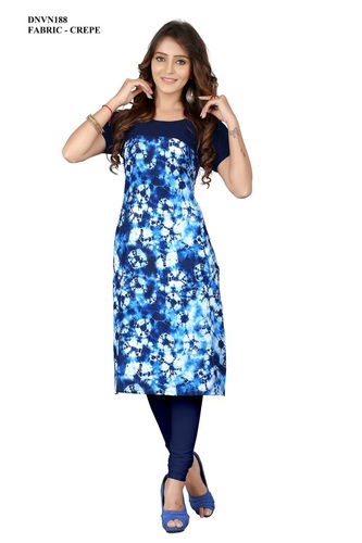 Spring Fancy Designer Printed Crepe Kurti