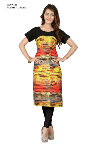 Washable Fancy Digital Printed Crepe Kurti