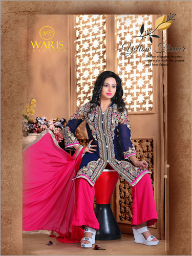 strapless open back dress Mehendi Green Embroidered Velvet Punjabi Suit