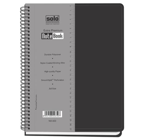 Premium Note Book (160 Pages) - 215X282mm Blue | Extra Smooth Writing Paper Line Ruled Detachable Scale Business Card Slot Storage Pocket