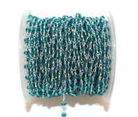 Blue Topaz Wire Wrapped Chain - Silver Plated, 3-4 Mm Gemstone Beads, Elegant Necklaces For Various Occasions