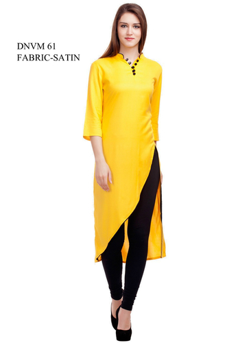 Yellow Designer Cotton Kurti