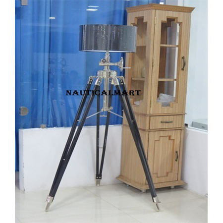 Floor Lamp - Wood & Aluminum, 60 Inches, Chrome Finish | Adjustable Height, Stylish Look, Bright Lighting