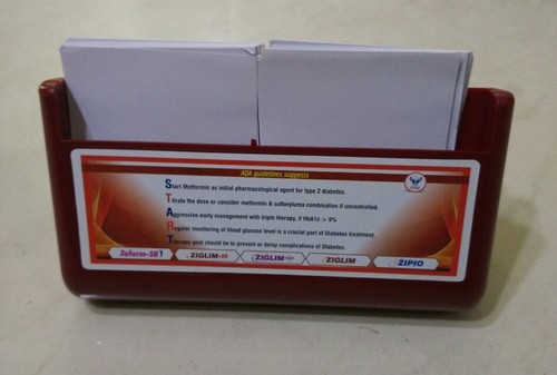 Duo Chit Block - Plastic, 10x5x3 cm, Burgundy | 200 Slips, Pen Holder, Large Printing Space, 4 Color Sticker