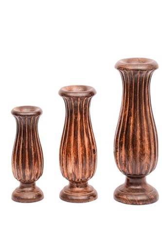 Desi Karigar Vintage Wooden Flower Vases
