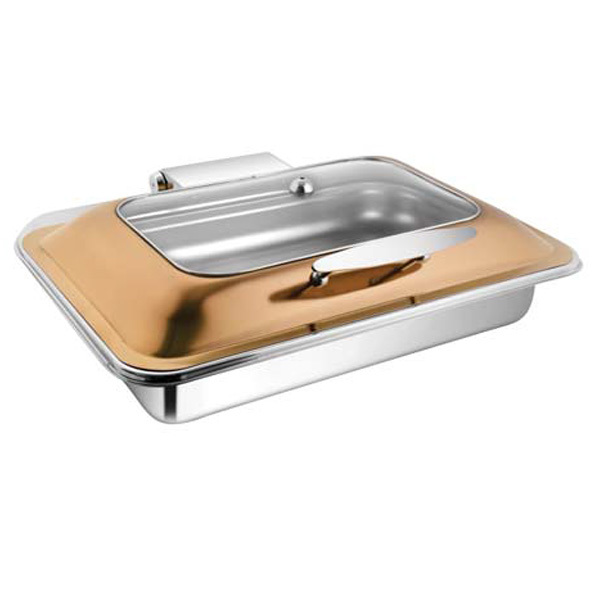 Rectangular Rose Gold Rect Glass LID Chafer