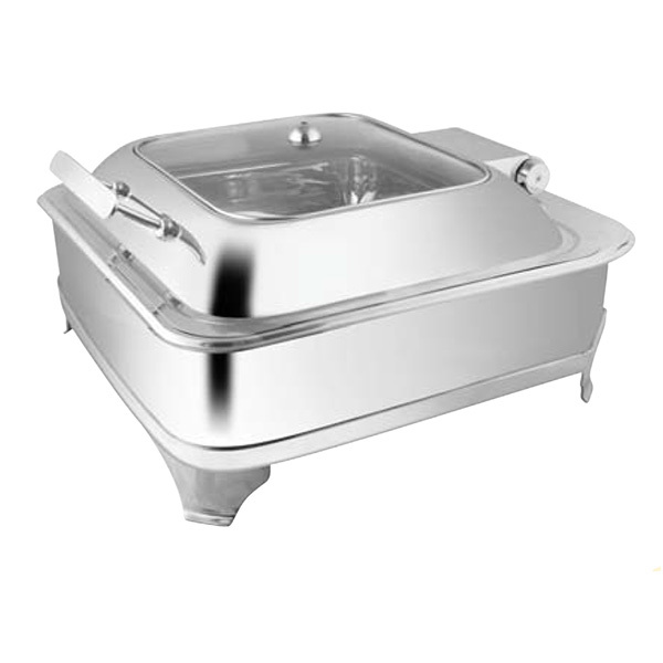 Square Glass Lid Chafer W- E E  & Frame