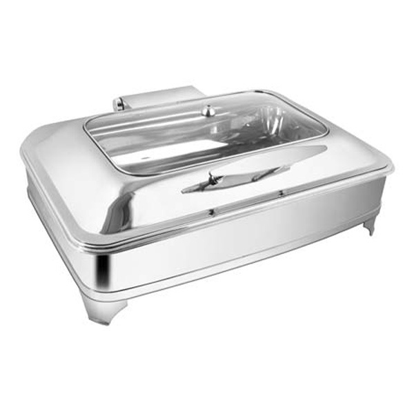Rectangular Rect Glass Chafer W- E E & Frame - Stainless Steel, 10 Ltrs, Silver | Food Warming, Durable, Easy Cleaning