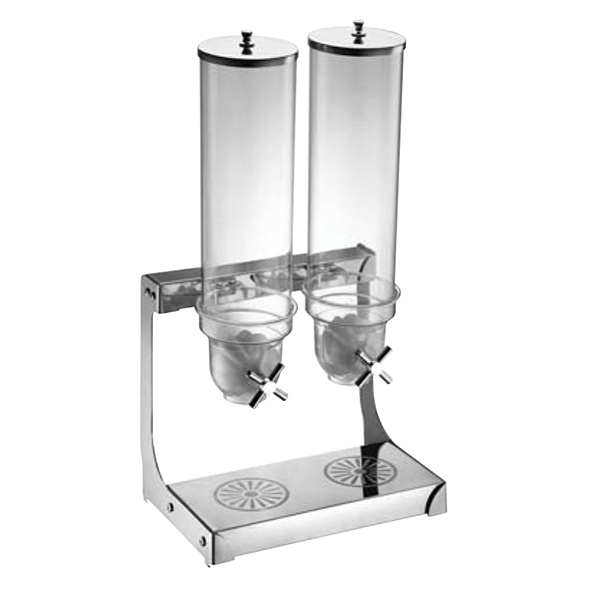 Double Cereal Dispenser - Stainless Steel, 4x2 Liters | Dual Dispensing, Glass Containers, Easy Cleaning