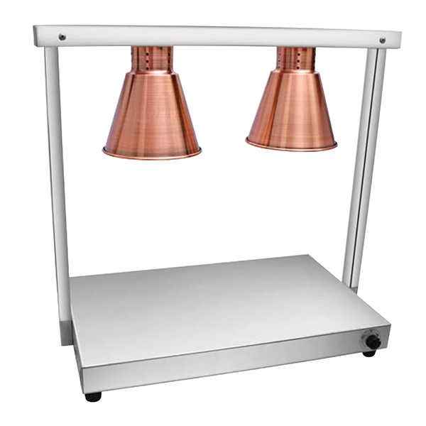 2 Head Lamp Warmer - Stainless Steel, 730x500x700 mm | Dual Heating, Copper Reflectors, Adjustable Height