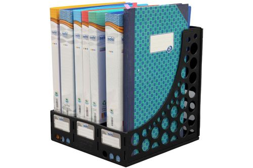 File & Book Rack - 1 Piece XL Size | 3 Compartments Dual Use Design Easy Assembly Vertical Organization for Office Shelves