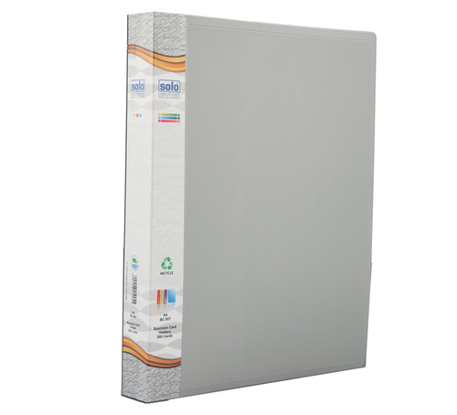 Business Cards Holder - A4 Size Grey Color | 500 Card Capacity 25 Sheets Ultrasonic Pockets Index Tickets Expandable 10-Part Dividers