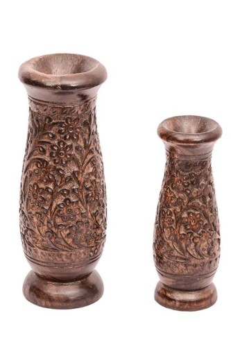 Desi Karigar Flowery Patterned Wooden Flower Vases