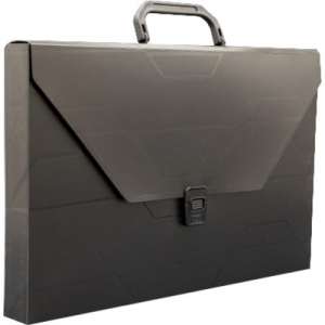 Document Case (Lock & Handle) - F/C Size | Electric Wave Black, Secure Locking Mechanism, Easy Mobility, Holds 350+ Legal Sheets, Accommodates 2/3 Books/Register