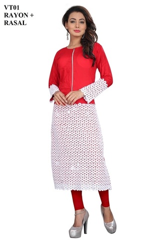 Designer Rayon Rasal Kurti - Size M, L, XL, XXL | Washable, Long Sleeve, Classic Style for All Seasons