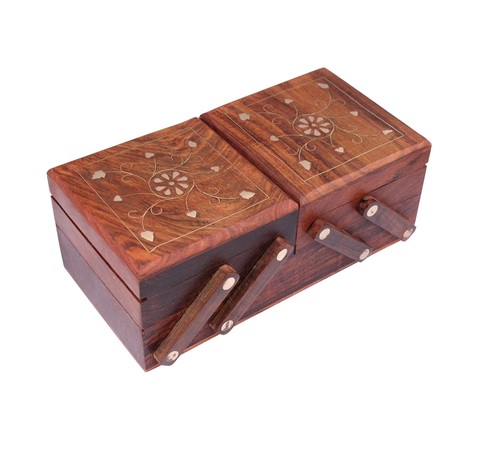 Desi Karigar Jewellery Box for Women Wooden Flip Flap Handmade Gift, 8 Inches