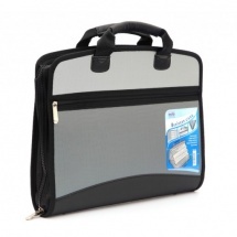 Executive Document Case - Dual Tone Metallic Finish | Elegant Texture Multiple Compartments Soft Touch Flexi Handles Magic Square Grey