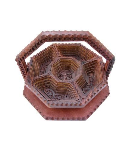 Desi Karigar Handmade Wooden Dry Fruit Spring Tray Kitchen Item Diwali Gift, Dia: 10.5 Inches