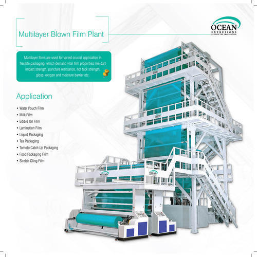 Blown Film Extrusion Line - LDPE, HM, Low Power Consumption, Blue | Automatic PLC Control, Electric Drive, High Speed, Economical Packaging Solution