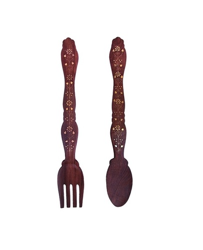 Desi Karigar beautiful miniature wooden fork spoon wall dcor hanging panel