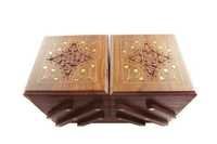 Desi Karigar Beautifully top carved with brass work wooden 3 stories foldable jewellery box