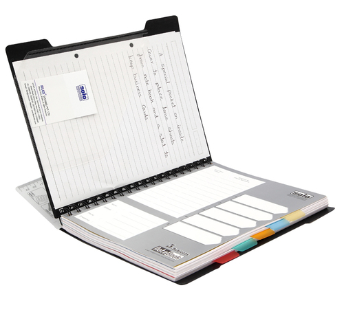 5-Subjects Note Book (300 Pages) - B5 Size Black Color | 5 Divided Sections Multi Index Cut Smooth Split Perforation Monthly Planner Storage Pocket Business Card Slot Detachable Scale on Cover