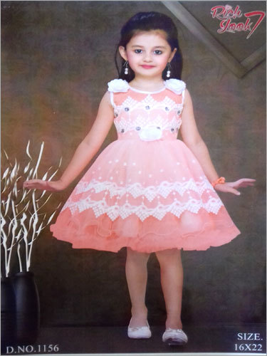 Kids Fancy Frock - Jacquard Fabric, Sleeveless, Embroidered Pattern | Anti-Wrinkle, Breathable, Quick Dry, Easy to Wash, Skin Friendly