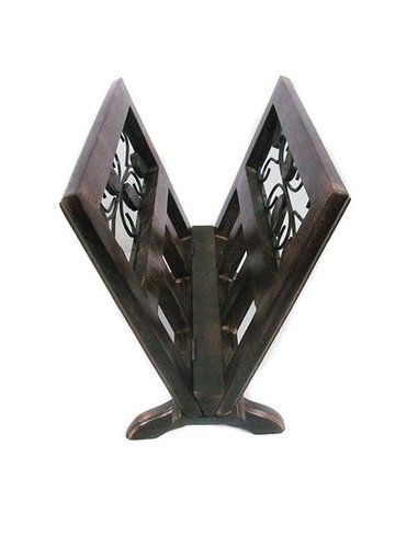 Desi Karigar Fancy solid wood & wrought iron book & magazine holder stand