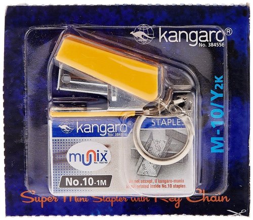 Stapler and Staples Pack - Stainless Steel, Keychain Design , Durable for School and Office Use, 50 Pin Loading Capacity, Includes 10 Refills