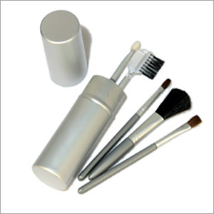 Silver Cylinder Brush Set - Goat & Pony Hair 30x134mm Silver | 4 Brushes Portable Cylinder Canister