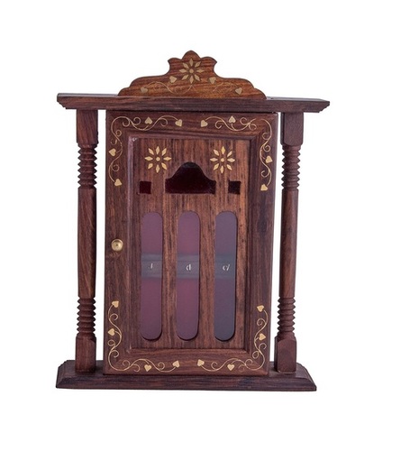 Desi Karigar Brown Handmade Wall Decorative Wooden Key Holder / Stand / Cabinet