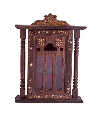 Desi Karigar Brown Handmade Wall Decorative Wooden Key Holder Stand Cabinet