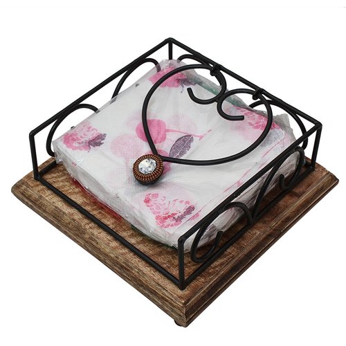 Desi Karigar Wooden Handmade Napkin / Tissue Paper Holder/Stand