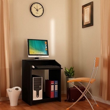 Fintorp Computer Table - Compressed Wood, 601.98 mm Dimensions, Wenge Color | Compact Design for CPU, LCD Monitor, and Accessory Organization
