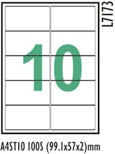 Self-Adhesive Paper Label - A4ST10, 99.1 x 57 x 2 mm, White | Single Piece with Self-Adhesive Backing for Easy Application