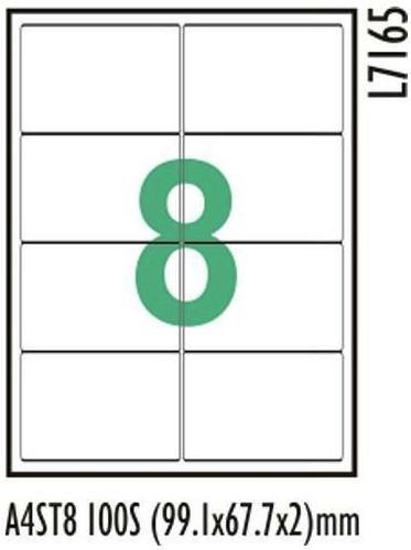 Self-Adhesive Paper Label - A4ST8 | Size 99.1 x 67.2 x 2, Color White, Quantity 1 Piece