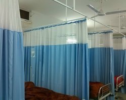 Cubical Curtain - IFR Fabric with Open Mesh Top | Available in Plain Colors and Designs, PVC & Fabric Composition for Privacy Enclosure