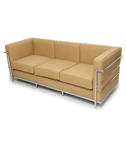 Office Sofa - PU Leatherette & Engineered Wood, Modular Design in Beige - Easy Maintenance with Damp Cleaning & Vacuuming