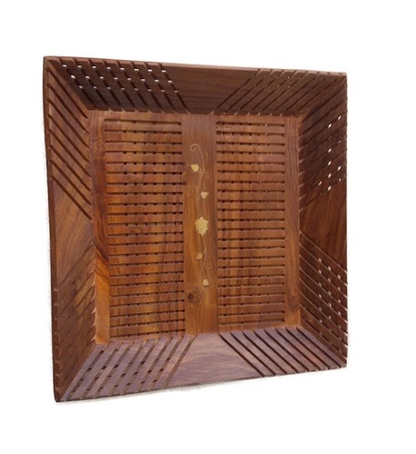 Desi Karigar Wooden Handcrafted Serving Tray In Square Shape Made From Mango Wood