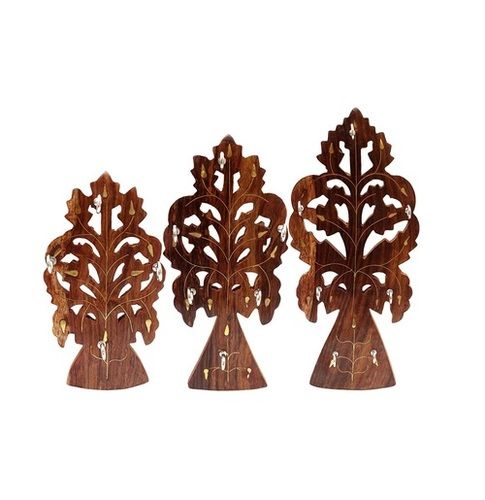 Desi Karigar Handmade Wooden Key Hanger Holder Wall Decor - Set of 3