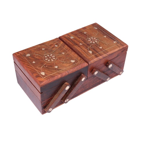 Desi Karigar Jewellery Box for Women Wooden Flip Flap Handmade Gift 8 Inches