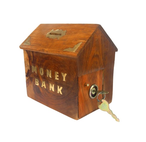 Desi Karigar Handicrafted Wooden Money Bank Home Style Kids Piggy Coin Box Gifts