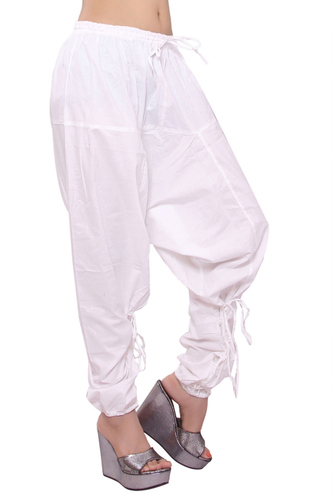 Woven Cotton Women Solid White Polo Trouser