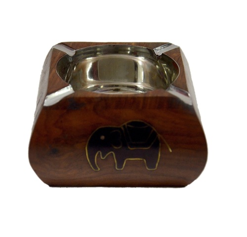Desi Karigar Wooden Antique Ash Tray Showpiece