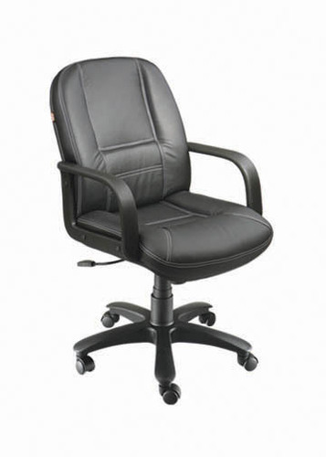 Manager Chair - PU Leatherette, Cushioned Foam Seat, Black | Stylish Arms Options: Chrome, Wooden, or PU Cushioned