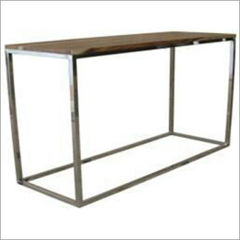 Grey And Wooden Study Iron Table